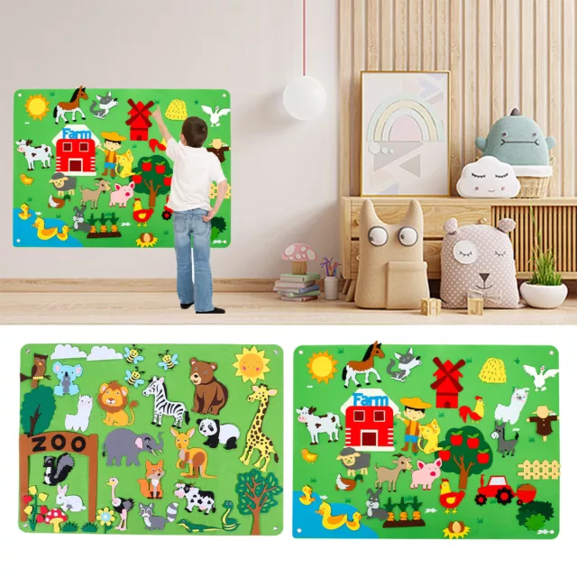 3.5Ft Children's Early Teaching Felt Board Toy Farm Animals Felt-Board Story Set