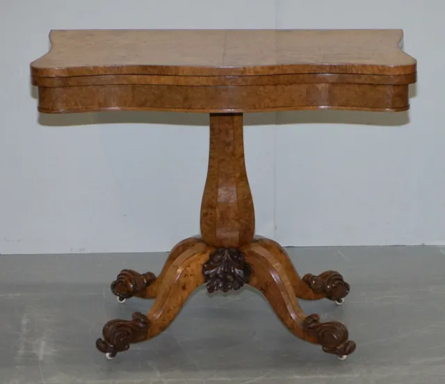 Very Fine Circa 1835 William Iv Antique Pollard Oak Folding Card Pedestal Table 2