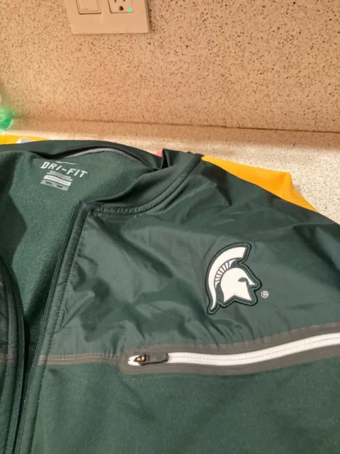 Michigan State University Nike Dri fit long sleeve zip up  jacket  2xl XXL