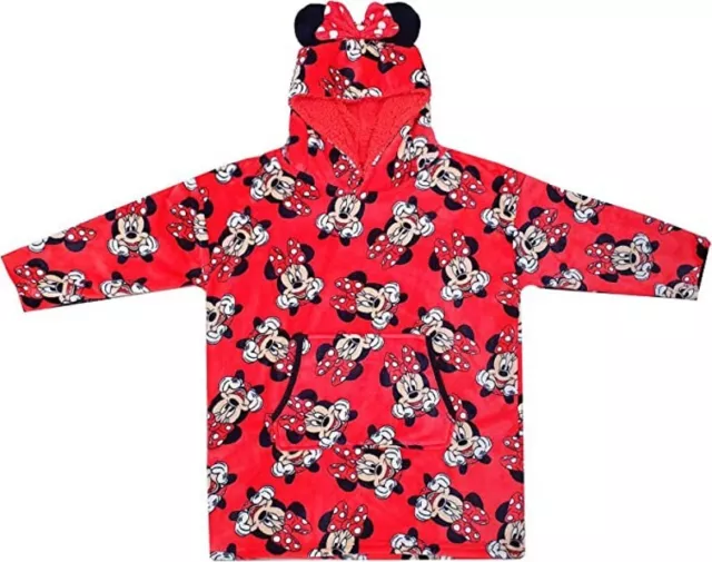 Felpa con cappuccio per ragazze Minnie topo Oodie bambini Disney taglie forti PJS Snuddie 6-13 anni