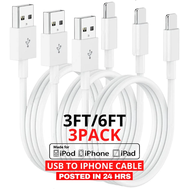 USB Cable Charger Long Lead Data Sync For iPhone 13 12 11 Pro Max XR SE 8 7 iPad