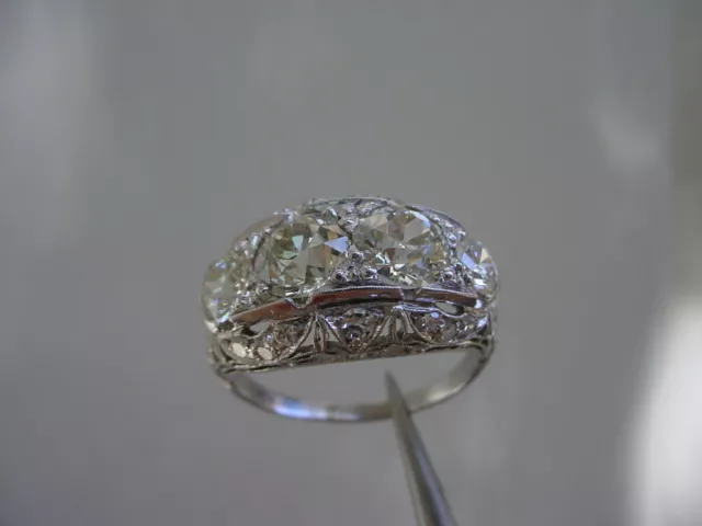 Old European Cut Diamond Edwardian Style Dinner Ring 3.46 CTW. Appraised $26,500