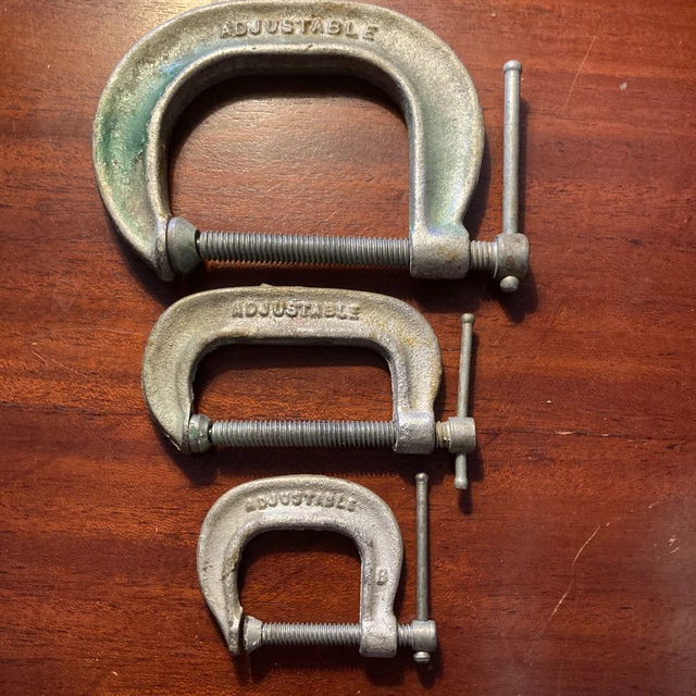 Vintage Adjustable C Clamps 1410 1” & 1420 2” & 1425 2 1/2" Lot of 3 USA! 🇺🇸