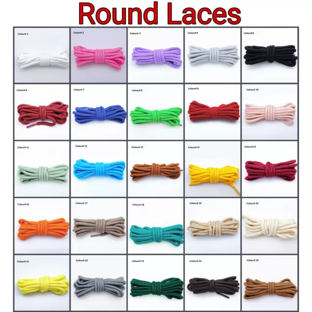 Colorful Shoe Laces Bootlace Shoelaces Sneakers Runners Coloured Flat & Round 3