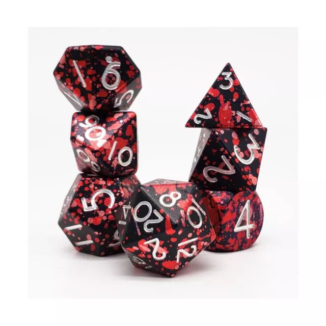 Level Up Dice Dice Triple Anodized Poly Set - Red, Rose Gold, & Black (7) New