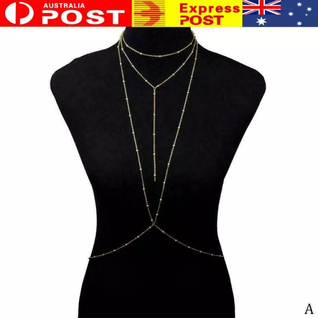 Women Jewelry Crystal Rhinestone Bra Chest Body Chain NecklaceHot Harness FAST