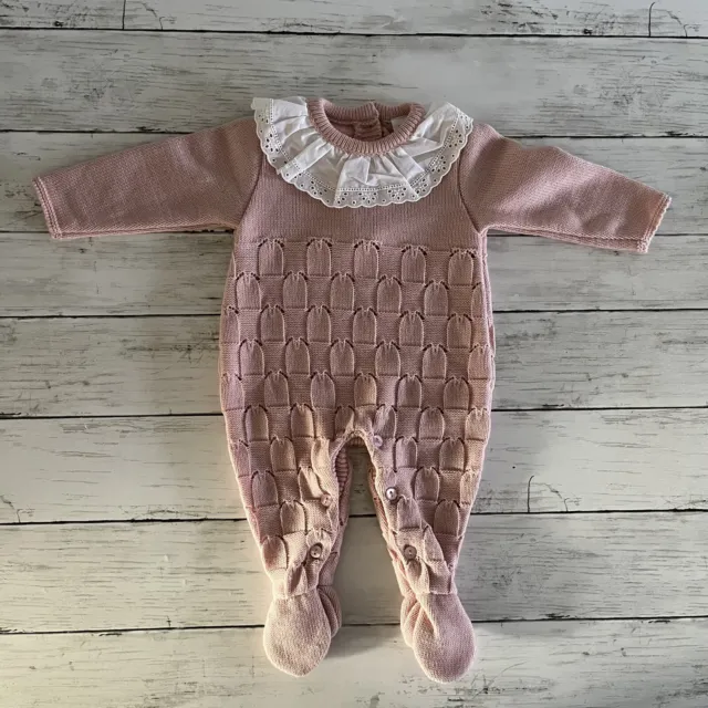 Baby Girls Spanish Style Knitted 1 Piece Babygrow 3Months