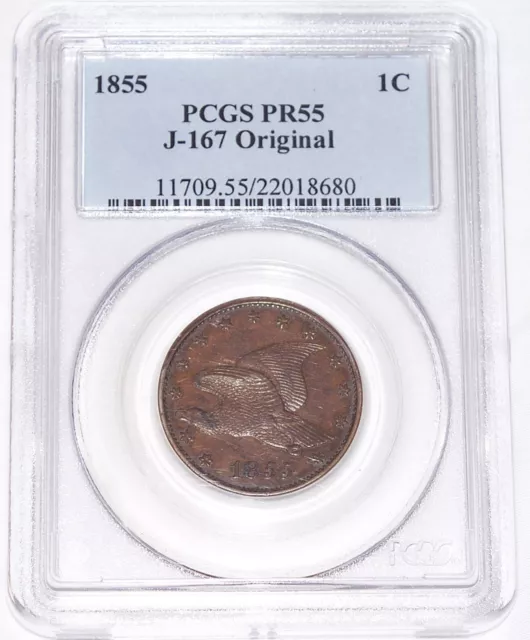 1855 Pattern Flying Eagle Large Cent Proof 55 J-167 Pcgs Very Rare