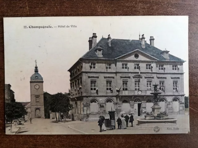 CPA - Champagnole Hôtel de ville (Jura - 39) en 1909 - animée 000827