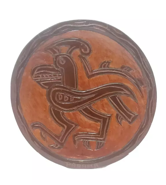 Vintage Hand Carved Wooden Dragon Serpent 11" Plate Wall Plaque made in Panama