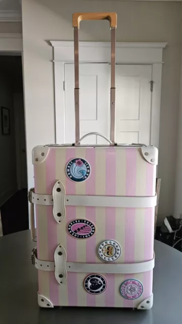 Globe-Trotter Pink & Cream "Barbie Traveller" Rolling Trolley; 7 Leather patches