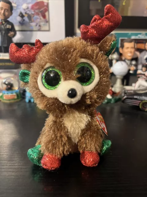 Ty Beanie Boos Fudge The Reindeer 6" 15cm MWMT Happy Holiday Gift & Decoration