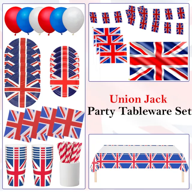 Union Jack Bandiera Decorazioni Festa Bandierine Striscioni Stoviglie Palloncini