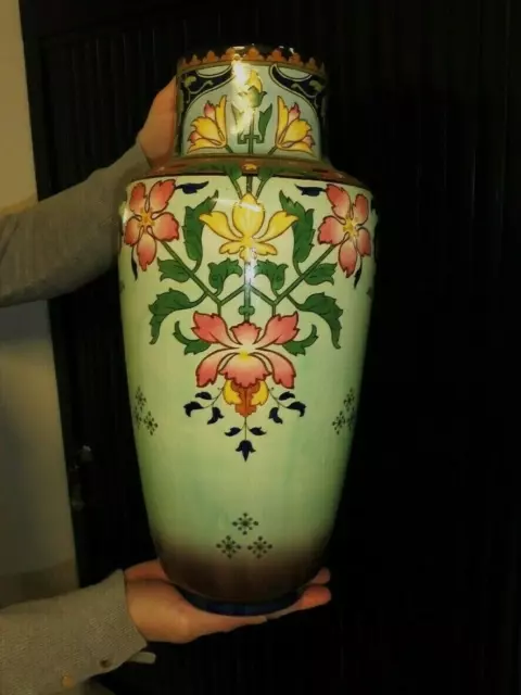 GRAND VASE SARREGUEMINES  décor  ART NOUVEAU