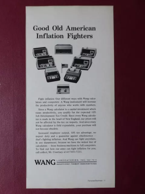 10/1971 Pub Wang Laboratories Electronic Calculator Calculatrice Ad