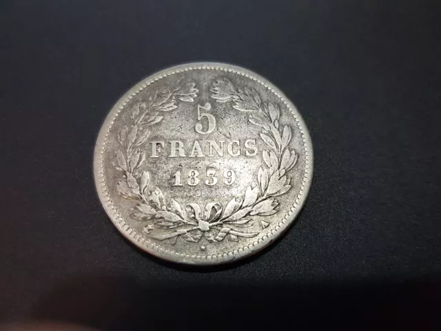 5 francs Louis Philippe I tête laurée tranche en relief 1839 A TTB sup