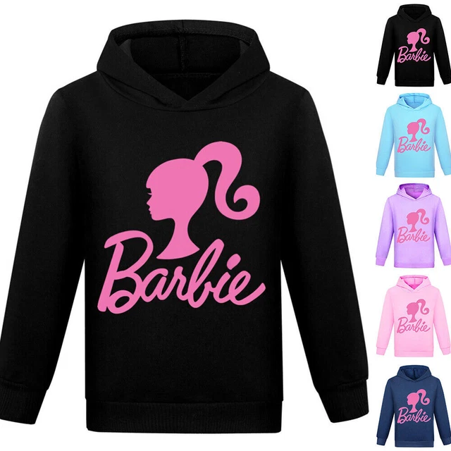 Felpe con cappuccio Barbie ragazze bambini casual maniche lunghe top regali di Natale