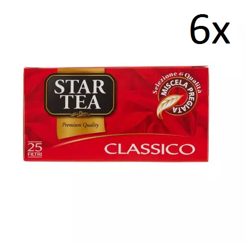 6x Star the Classico tè tea box 25 Teebeutel 37,5g Italienisch tea Schwarztee