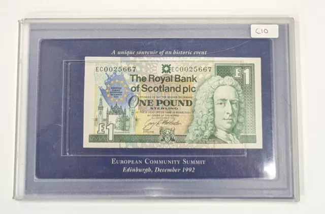 Royal Bank of Scotland £1 One Pound Sterling Banknote RBS EU Summit Dec 1992