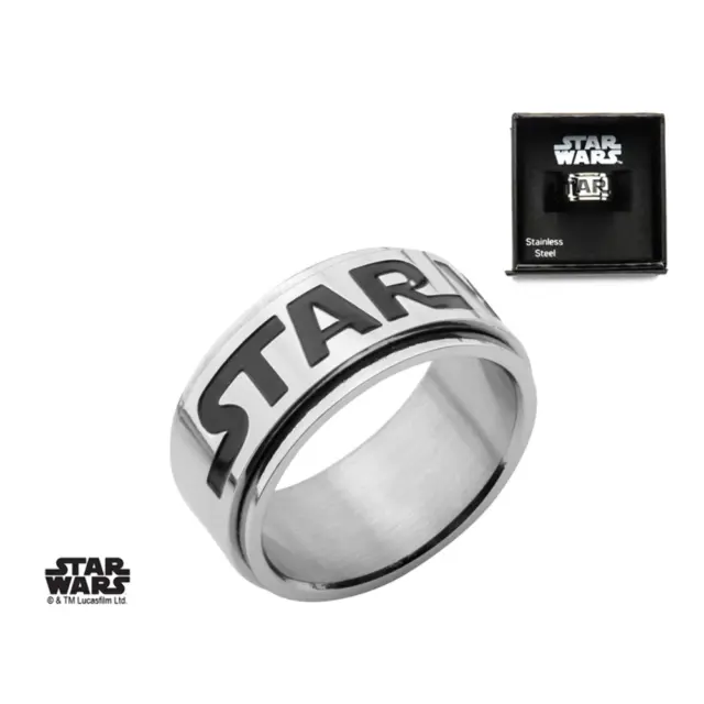 Sales Uno star Wars Logo Inossidabile steel Girevole da Collezione Anello 10 New