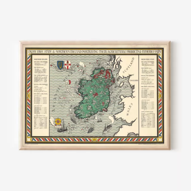 Ireland Map - Irish Free State Vintage Map (1929) Poster, Art Print, Painting