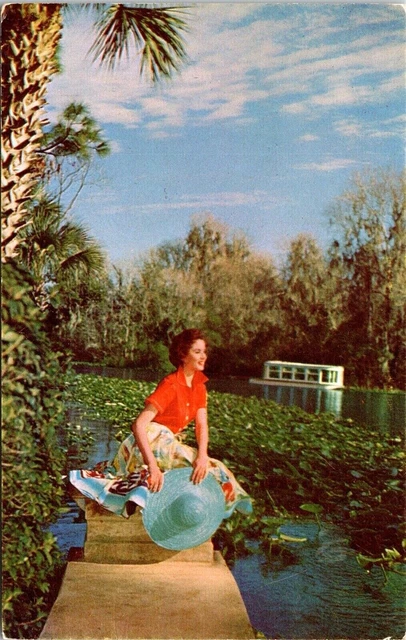 Florida Siver Springs Carriage Cabalcade Model Silver River Postcard UNP VTG