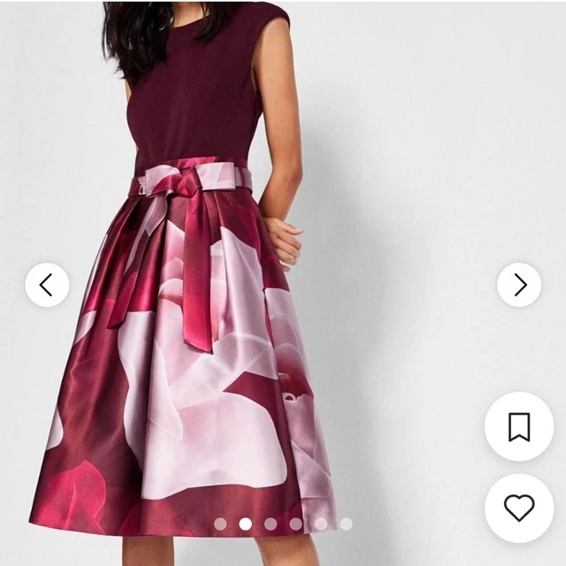 TED BAKER DRESS Seema Arboretum Navy Floral midi size 0 UK 6 £103.66