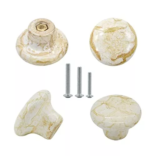 10PK 1.2 Ceramic Knobs Door Handle Cabinet Drawer Marble Finish Cupboard Pull