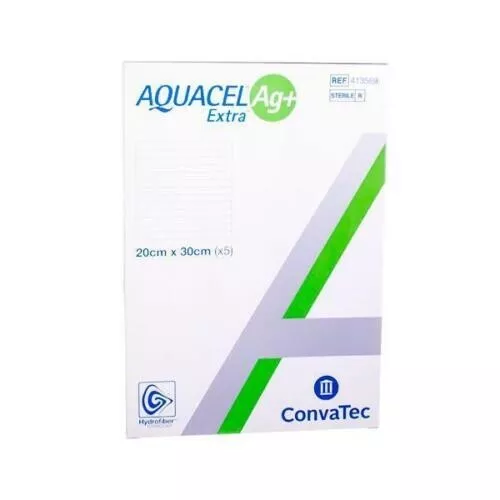 AQUACEL Ag Extra 20 x 30 cm Sterile Verband Kompresse mit Silber / 5 St.