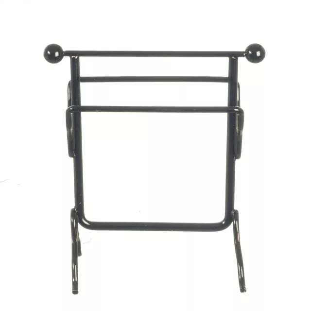 Dolls House Black Towel Rail Rack Metal Miniature Bathroom Accessory 1:12 Scale