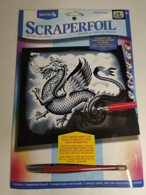 NEW Reeves Scraperfoil Silver 'Dragon' PPSF47 Engraving Crafts Ages 8+