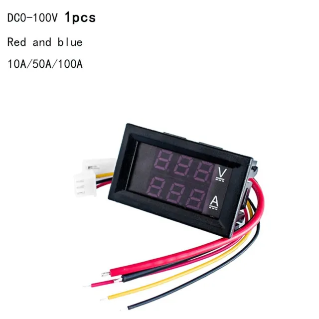 1 pièce rouge et bleu DC 0-100V 10A / 50A / 100A / DEL numérique voltmètre am