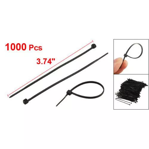 1000 Pcs Black Plastic Cable Zip Tie Fasten Wrap 95mm x 2mm T1