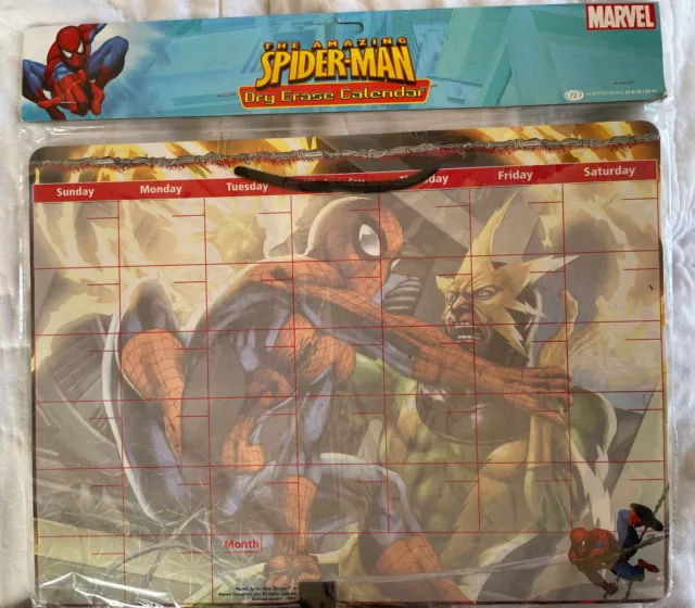 MARVEL ￼Spider-Man Dry Erase Calendar - NEW - 2007