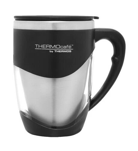 New THERMOS ThermoCafe 375ml Stainless Steel Inner Double Wall Desk Mug Black