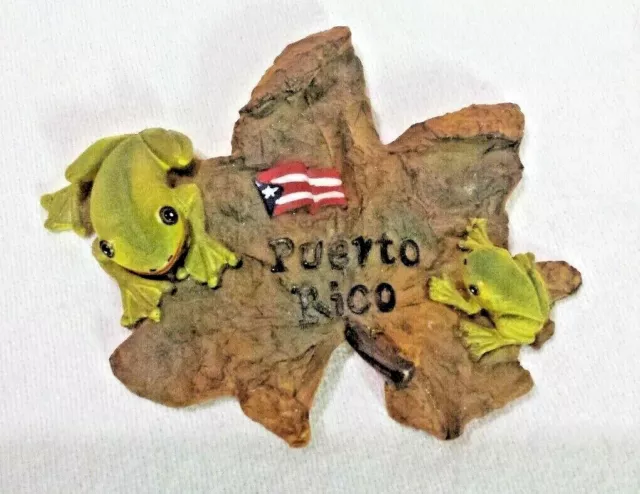 Souvenir Puerto Rico Coqui on Leaf Paperweight Polyresin PR Flag Souvenir Decor