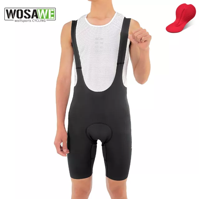 WOSAWE Men's Cycling Bib Shorts Sponge Padded Breathable Bicycle Riding Tights