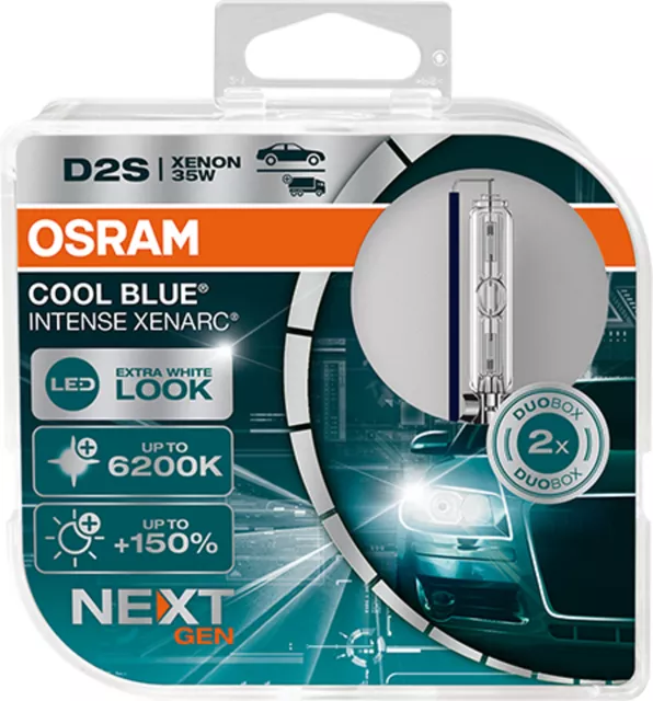 Osram D2S 12V+24V 35W P32d-2 XENARC COOL BLUE INTENSE NextGen. 6200K +150% 2Stk.