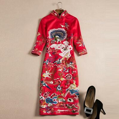 Chinese Women's Evening Dress Ball Short Cheongsam Qipao Traditional Embroidery