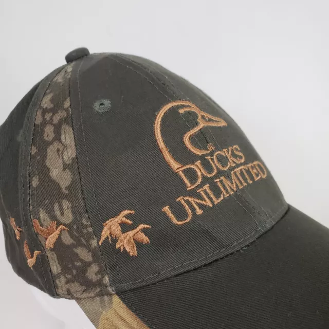 Ducks Unlimited DU Volunteer Strap Back Camo Hat Embroidery Flying Duck Hunting 3