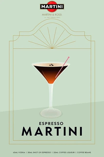 Poster Manifesto Locandina Pubblicità Cocktail Aperitivo Martini Stampa 50x70 Cm