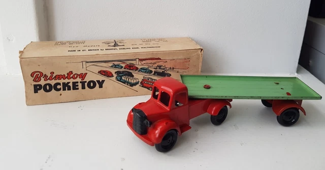 VINTAGE BRIMTOY POCKETOY Articulated Lorry & Trailer. Mechanical tin ...