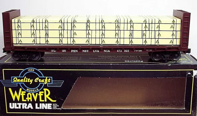 Weaver O Scale Ultra Line 50' Bulkhead Flat Car Prr Pennsylvania W / Load 3 Rail