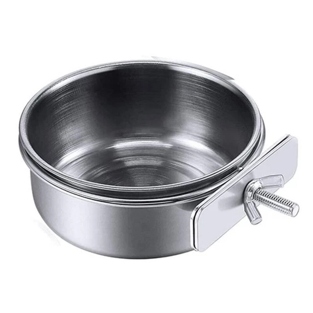 Tazze Alimentazione Pappagallo Piatto Piccola Ciotola Acciaio Inox con Morsetto per Gabbia