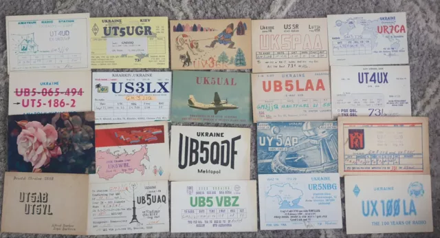 JOB LOT X 20 UKRAINIAN QSL RADIO CARDS. Lot 104