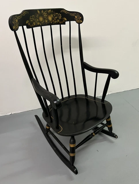 Vintage Rocking Chair Nichols & Stone Stickley Black Gold Stenciled