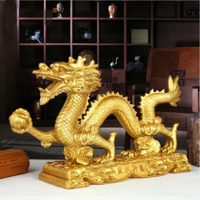 Chinois Feng Shui Résine Dragon Figurine statue pour bonne chance et succès