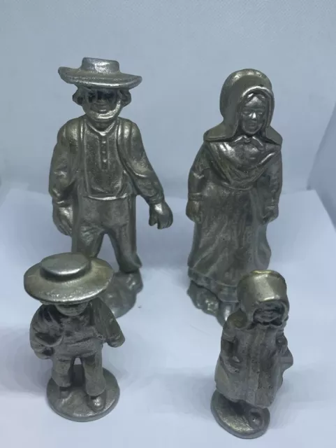 Amish Figurines Family 3-5" Pewter Collectible Mom Dad Kids