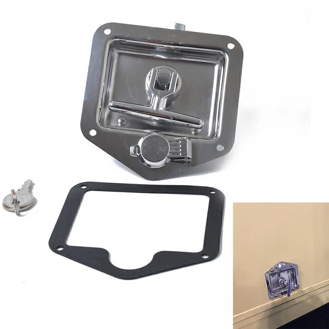 Trailer Door Latch T-Handle Locking Stainless Steel Keys Camper RV Truck Toolbox