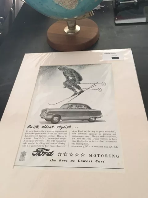 Original Vintage Advert mounted ready to frame Ford Zephyr six classic Car 1950